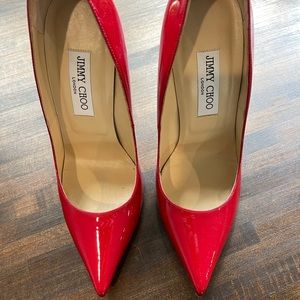 Gorgeous Jimmy Choo Anouk Red Patent Leather heels